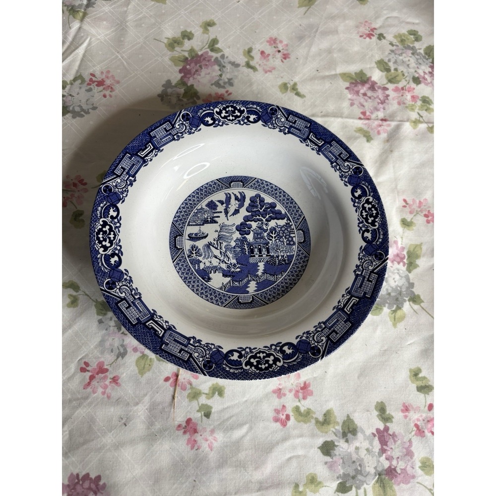 Royal Cuthbertson Blue White Willow 8.5" Salad Lunch Plates Set of 2 Vintage - Picture 4 of 5